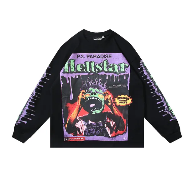 Hellstar Horror Book Long-Sleeve T-Shirt #590 Black/White