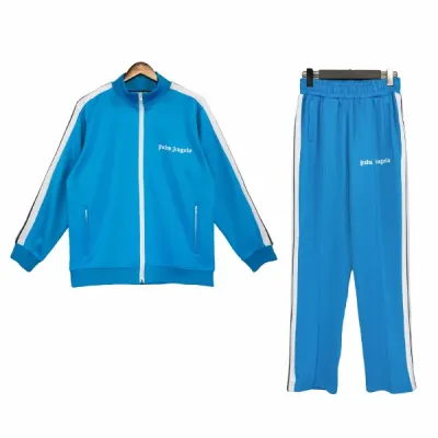 Palm Angels Zip-Up Classic Track Jacket & Pants Set Lake Blue 01