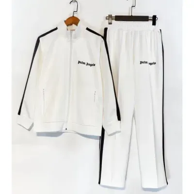 Palm Angels Zip-Up Classic Track Jacket & Pants Set White 01