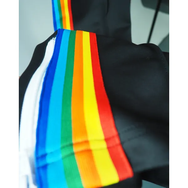 Palm Angels Zip-Up Striped Rainbow Classic Track Jacket & Pants Set Black