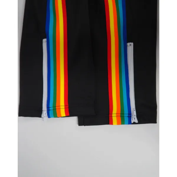 Palm Angels Zip-Up Striped Rainbow Classic Track Jacket & Pants Set Black