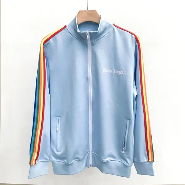 Palm Angels Zip-Up Striped Rainbow Classic Track Jacket & Pants Set Light Orchid