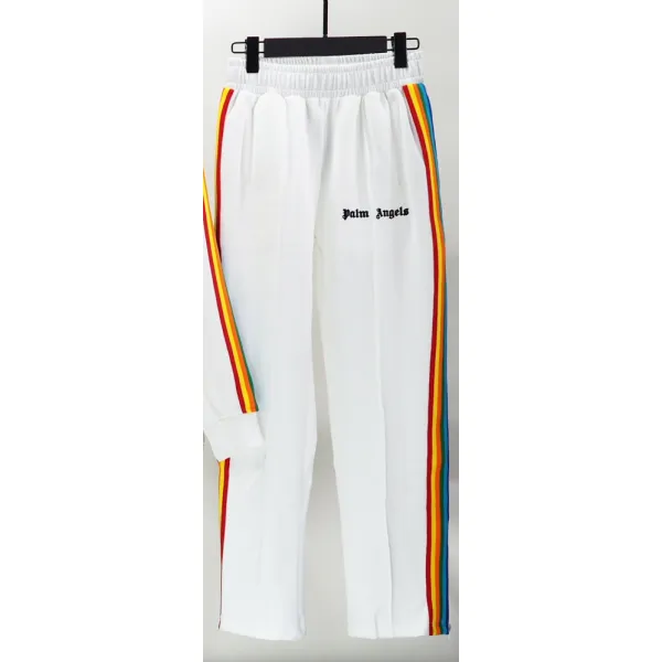 Palm Angels Zip-Up Striped Rainbow Classic Track Jacket & Pants Set White