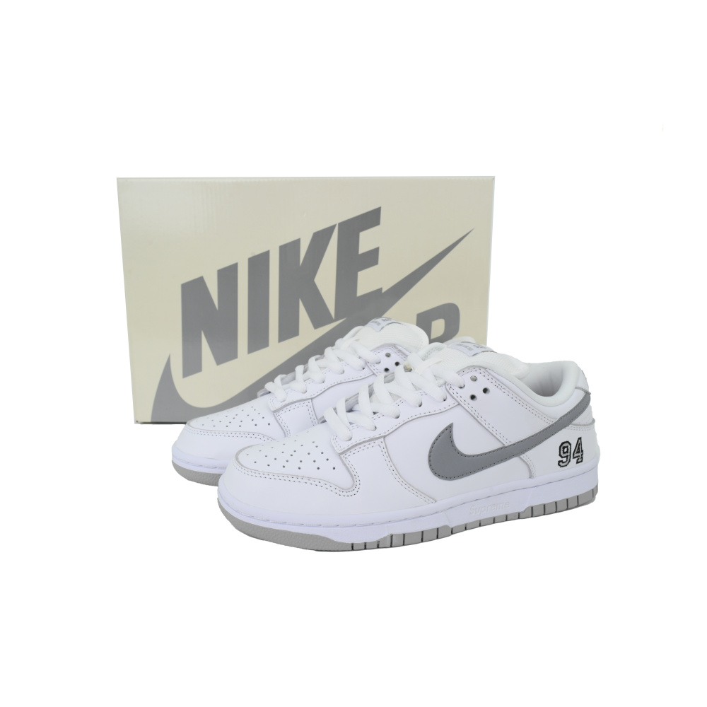 LJR Batch Nike Supreme x Dunk Low SB 'White Metallic Silver' HQ8487-100