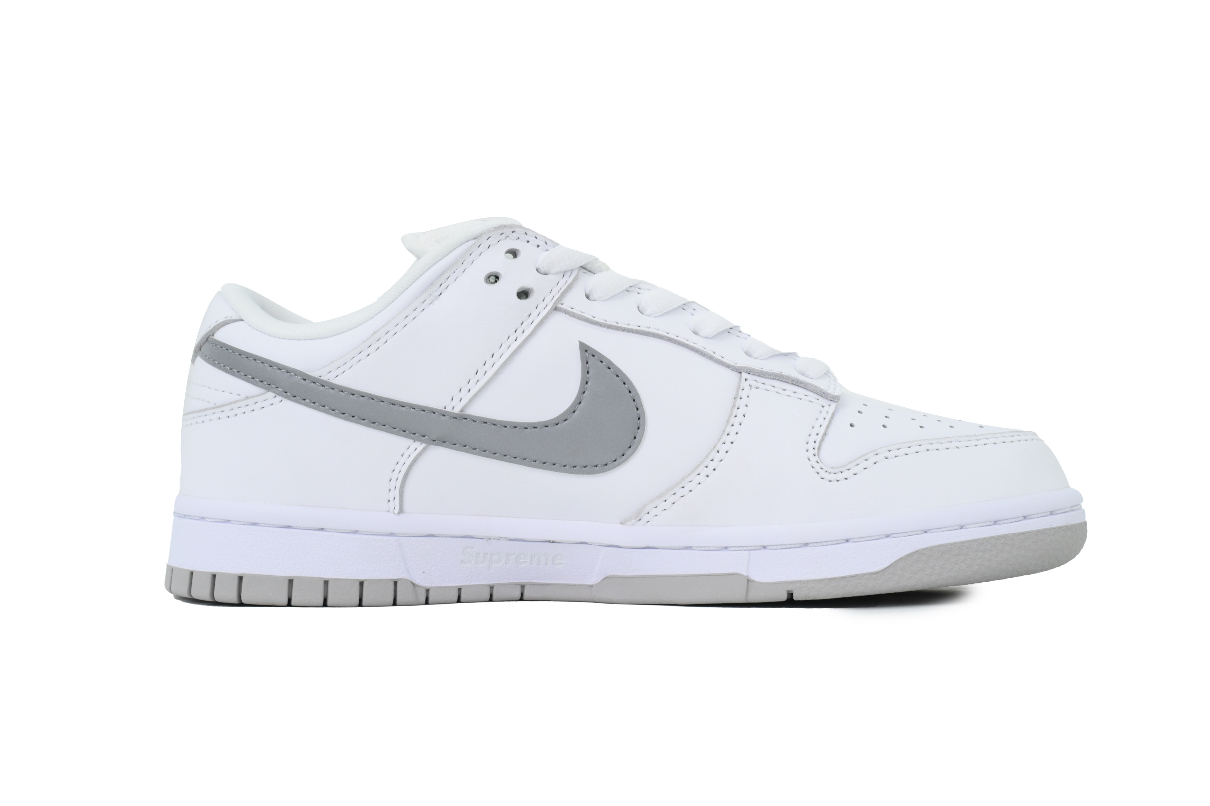 LJR Batch Nike Supreme x Dunk Low SB 'White Metallic Silver' HQ8487-100