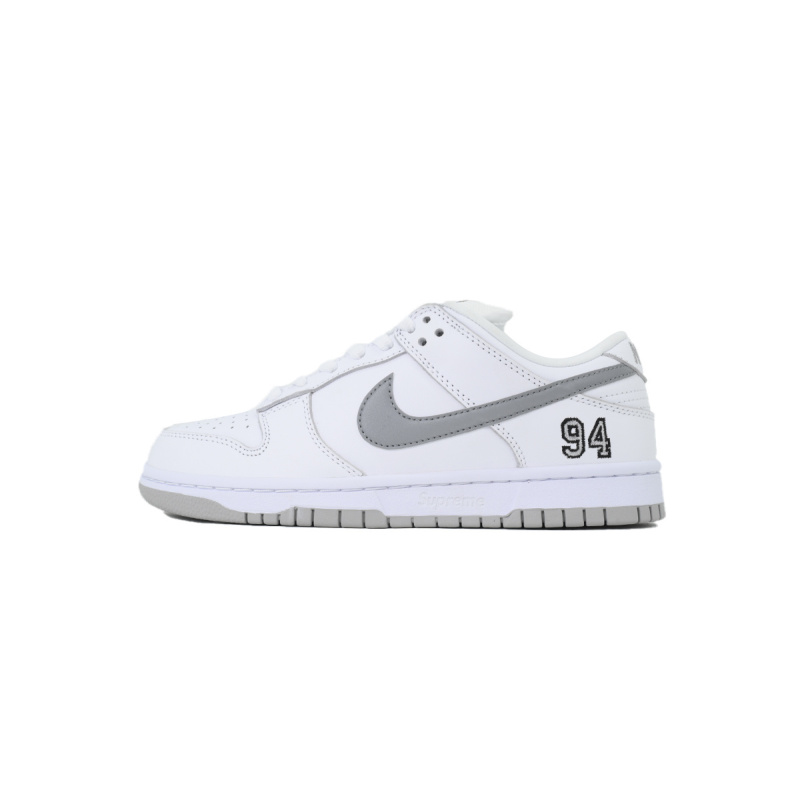 LJR Batch Nike Supreme x Dunk Low SB 'White Metallic Silver' HQ8487-100