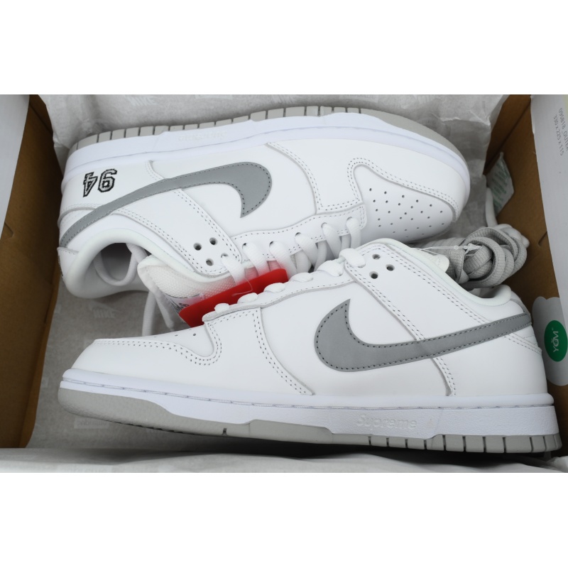 LJR Batch Nike Supreme x Dunk Low SB 'White Metallic Silver' HQ8487-100