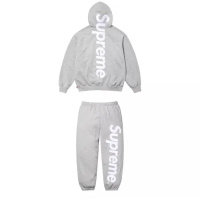 Supreme Satin Appliqué Tracksuit Grey 01