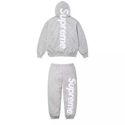 Supreme Satin Appliqué Tracksuit Grey 01