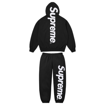 Supreme Satin Appliqué Tracksuit Black 01