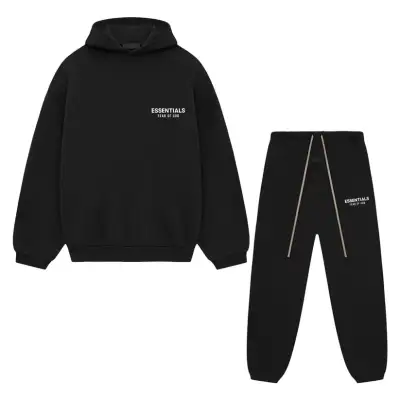 Fear of God Essentials Tracksuit Heather Black 01