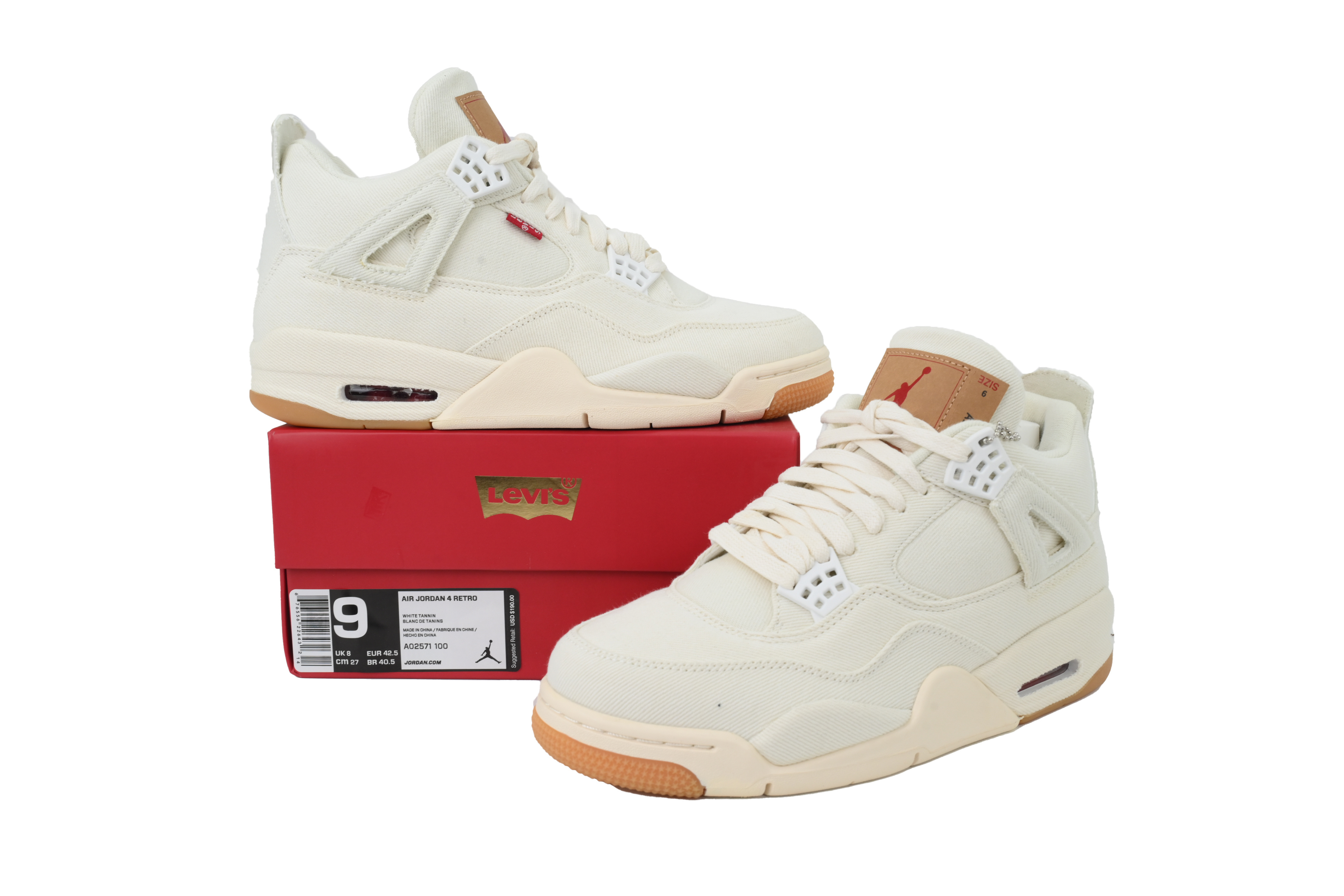 PK God Batch Air Jordan 4 Retro Levi's White (Levi's Tag) AO2571-100