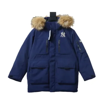 MLB 2nd Generation Blue Workwear Down Jacket With Large Fur Collar 01