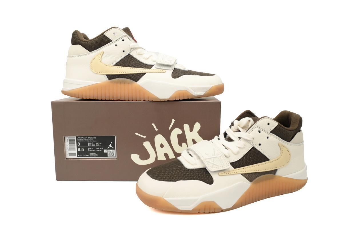 【Black Friday Special Offers】PK God Batch Travis Scott × Nike Jordan Jumpman Jack TR White Brown FZ8117-100
