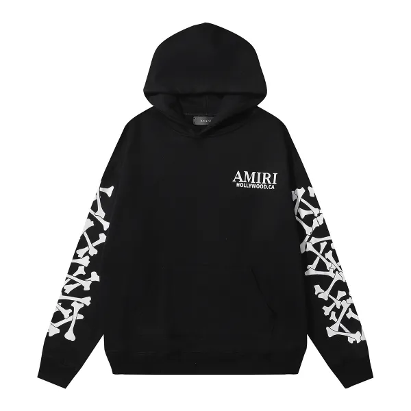AMIRI Stacked Bones Hoodie #9235 Black/Gray/Red