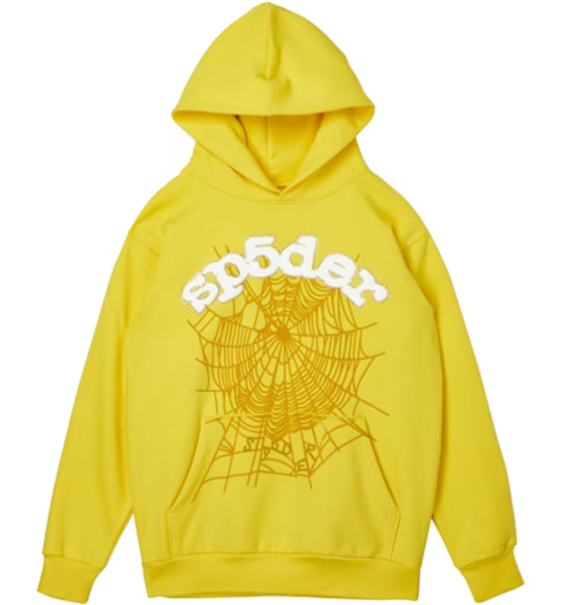Sp5der White Letters Yellow Hoodie