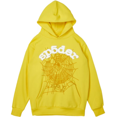Sp5der White Letters Yellow Hoodie 01