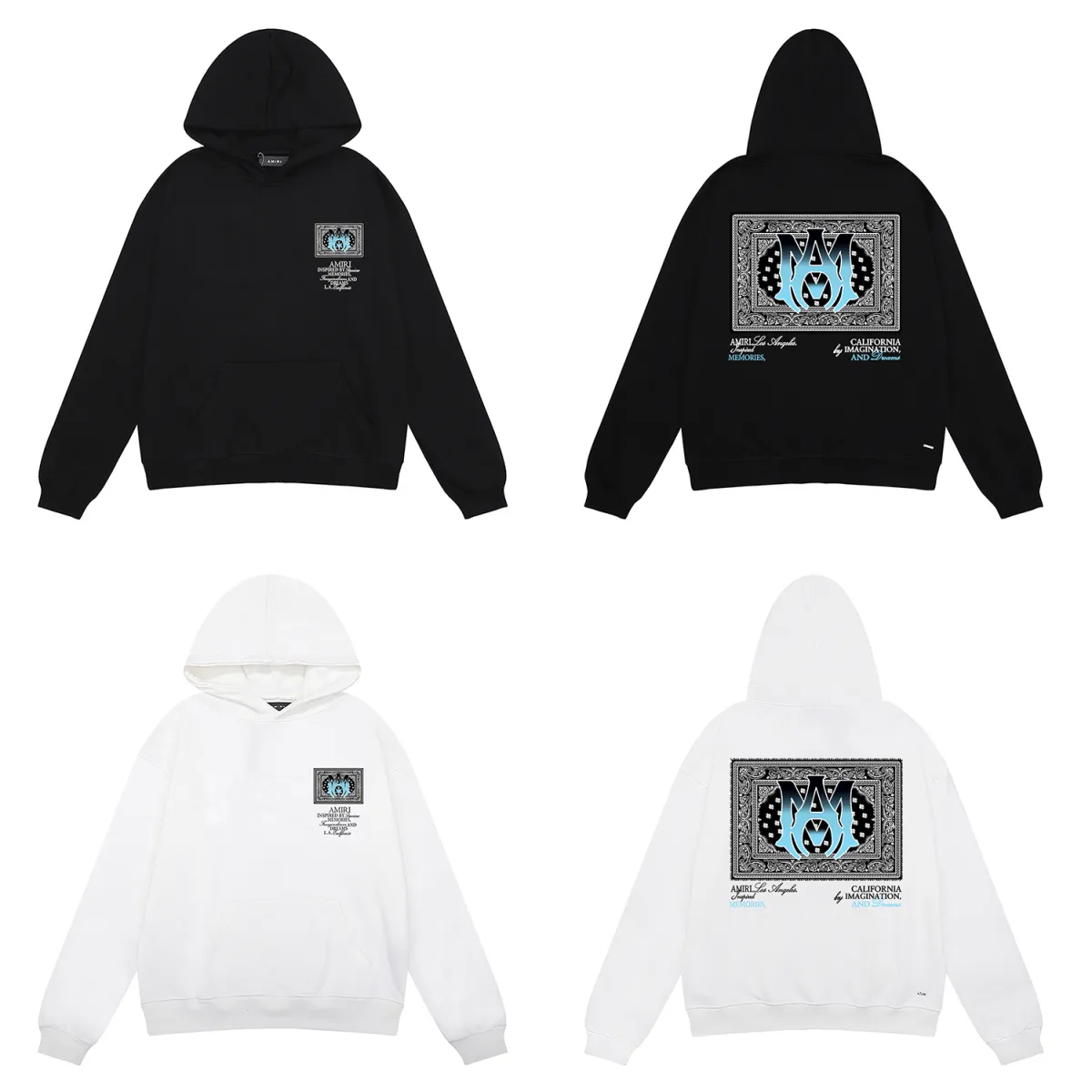 AMIRI Bandana Hoodie #9285 Black/White