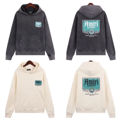 AMIRI Lounge Crystal Embellished Distressed Graphic Hoodie #5889 Black/Apricot 01