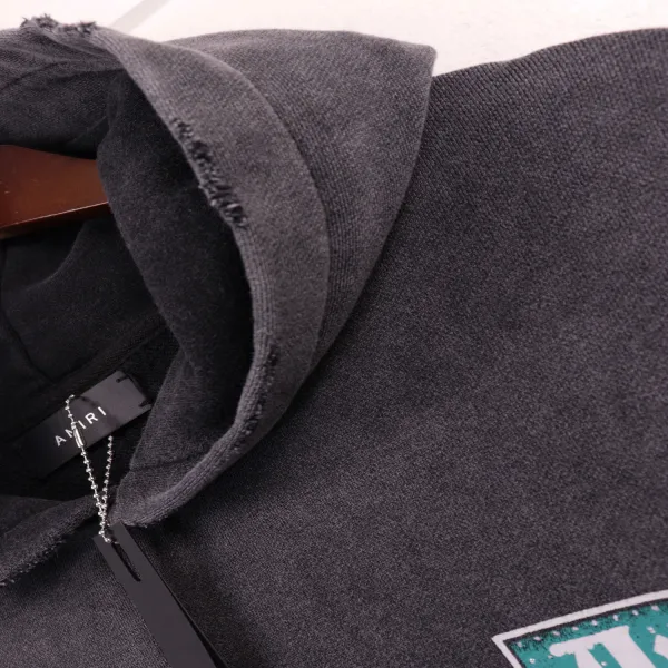 AMIRI Lounge Crystal Embellished Distressed Graphic Hoodie #5889 Black/Apricot