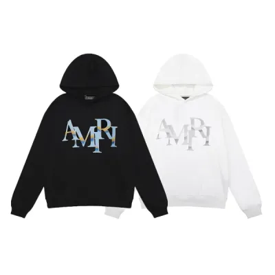AMIRI Staggered Chrome Logo-Print Hoodie #9237 Black/White 01