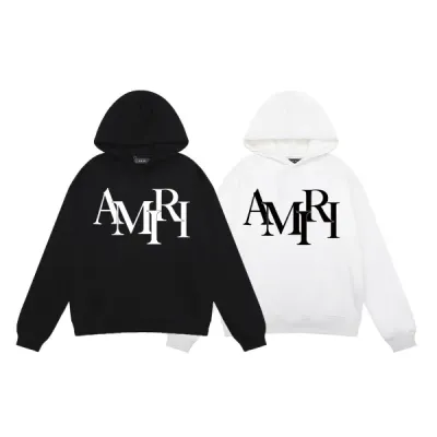 AMIRI Staggered Hoodie #9288 Black/White 01