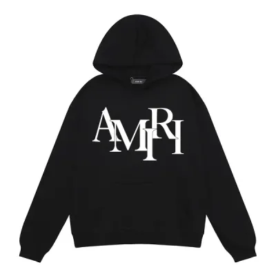 AMIRI Staggered Hoodie #9288 Black/White 02