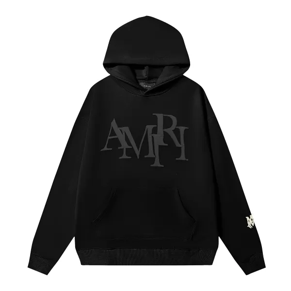AMIRI Staggered Logo Hoodie #9273 Pure Black/Apricot/Black White/Green/Sky Blue/White