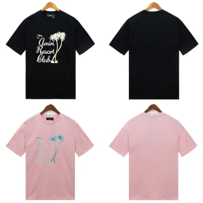 Amiri Twisted Palms T-Shirt #2215 Pink/Black 01