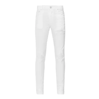 AMIRI White MX1 Jeans Distressing Throughout Skinny-fit Stretch Denim Jeans 01