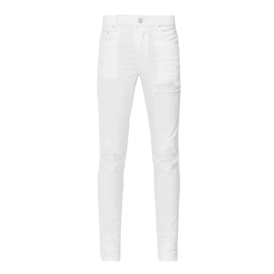 AMIRI White MX1 Jeans Distressing Throughout Skinny-fit Stretch Denim Jeans 01