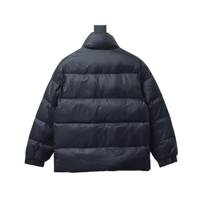  Moncler Logo Patch Zippered Stand-up Collar Black Down Jacket