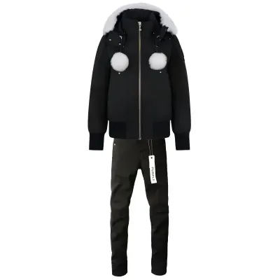 Moose Knuckles ORIGINAL DEBBIE SHEARLING TRIM BOMBER JACKET + Purple Brand Fashion Men Jeans 4 01