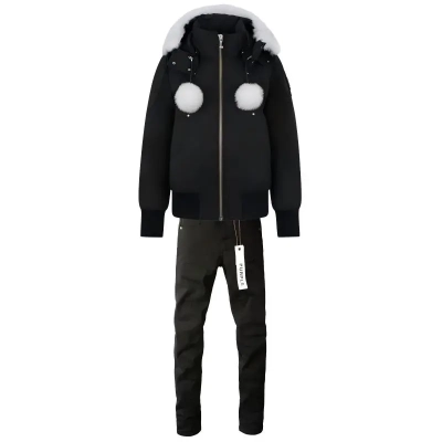 Moose Knuckles ORIGINAL DEBBIE SHEARLING TRIM BOMBER JACKET + Purple Brand Fashion Men Jeans 4 01