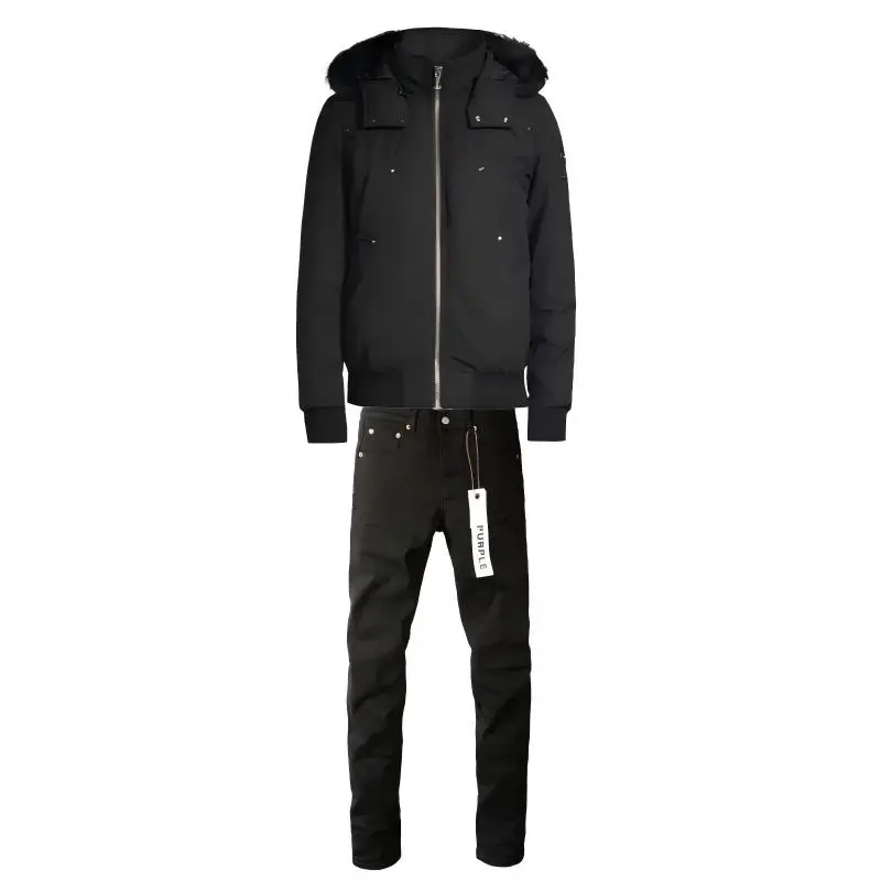 Moose Knuckles ORIGINAL 3Q FUR Black/Black + Purple Brand Fashion Men Jeans 4