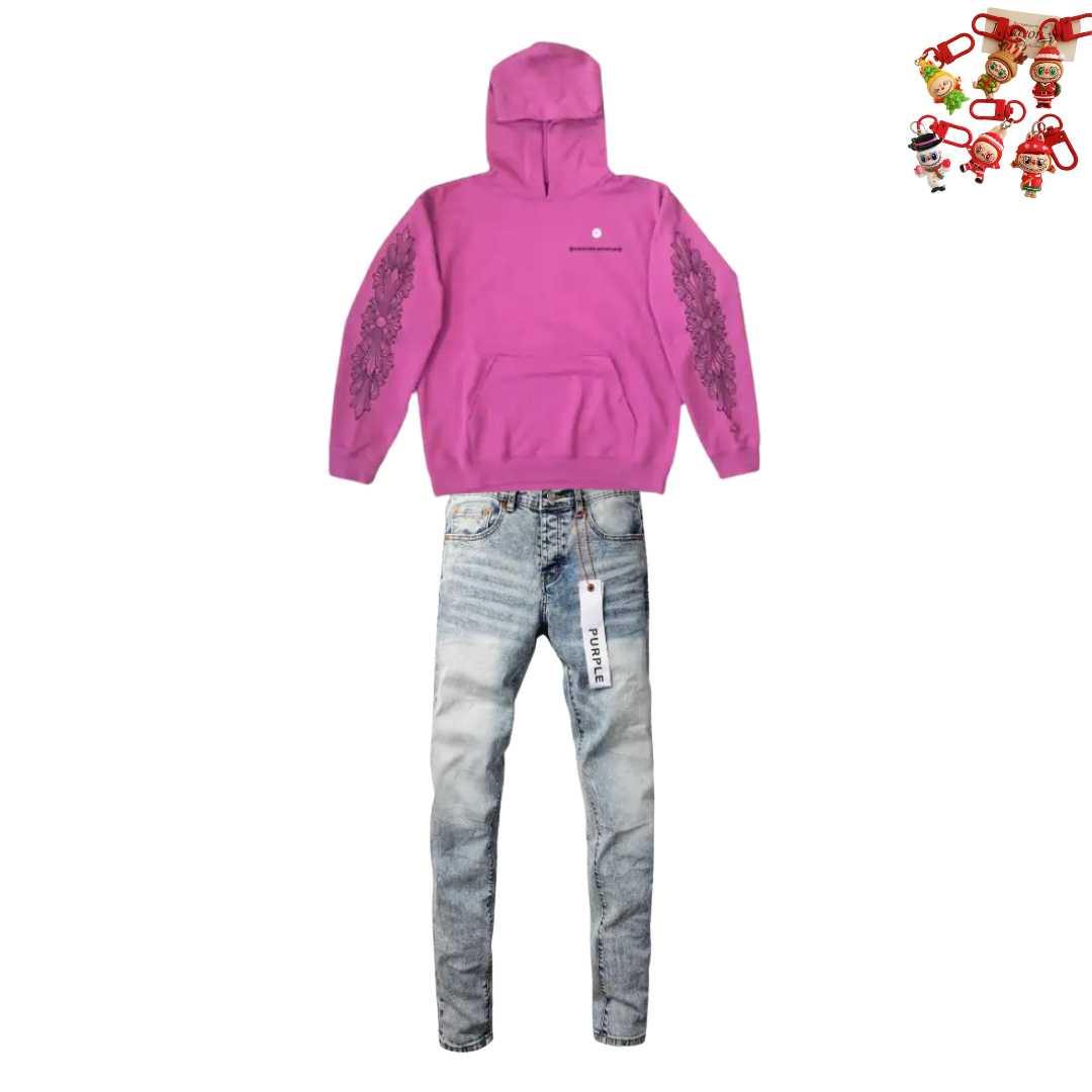 Chrome Hearts Matty Boy Spider Web Hoodie + Purple Brand Fashion Jeans YZ072447