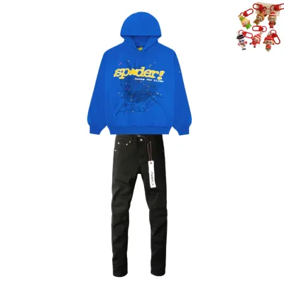 Sp5der TC Hoodie Blue YZ EG911 + Ksubi Jeans YZ 3004 01