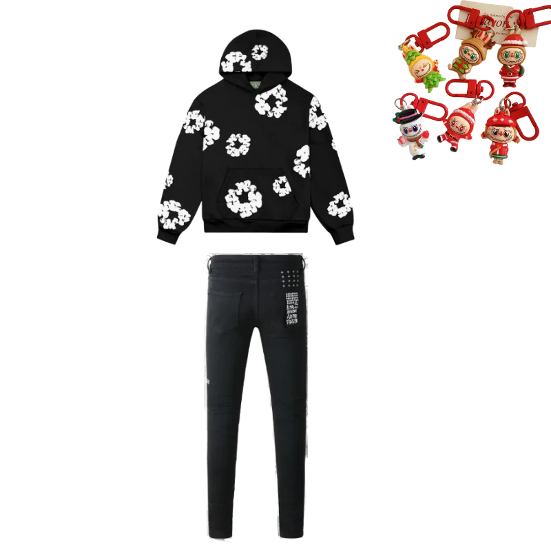 Denim Tears The Cotton Wreath Hoodie Black SS23 + Ksubi Jeans YZ 3004