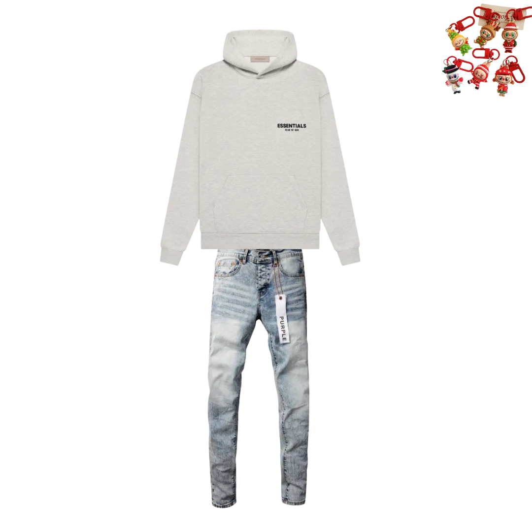 Fear of God Essentials Hoodie Light Oatmeal 192BT212112F + Ksubi Jeans YZ 3004