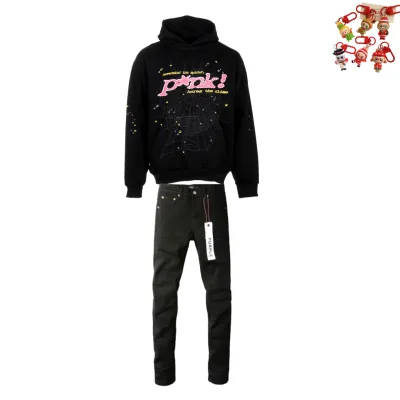 Sp5der P*NK Hoodie Black YZ EG912 + Ksubi Jeans YZ 3004 01