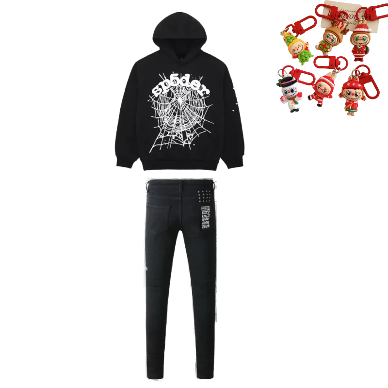 Spider Worldwide Black OG Web Hoodie YZ GE939 + Ksubi Jeans YZ 3004