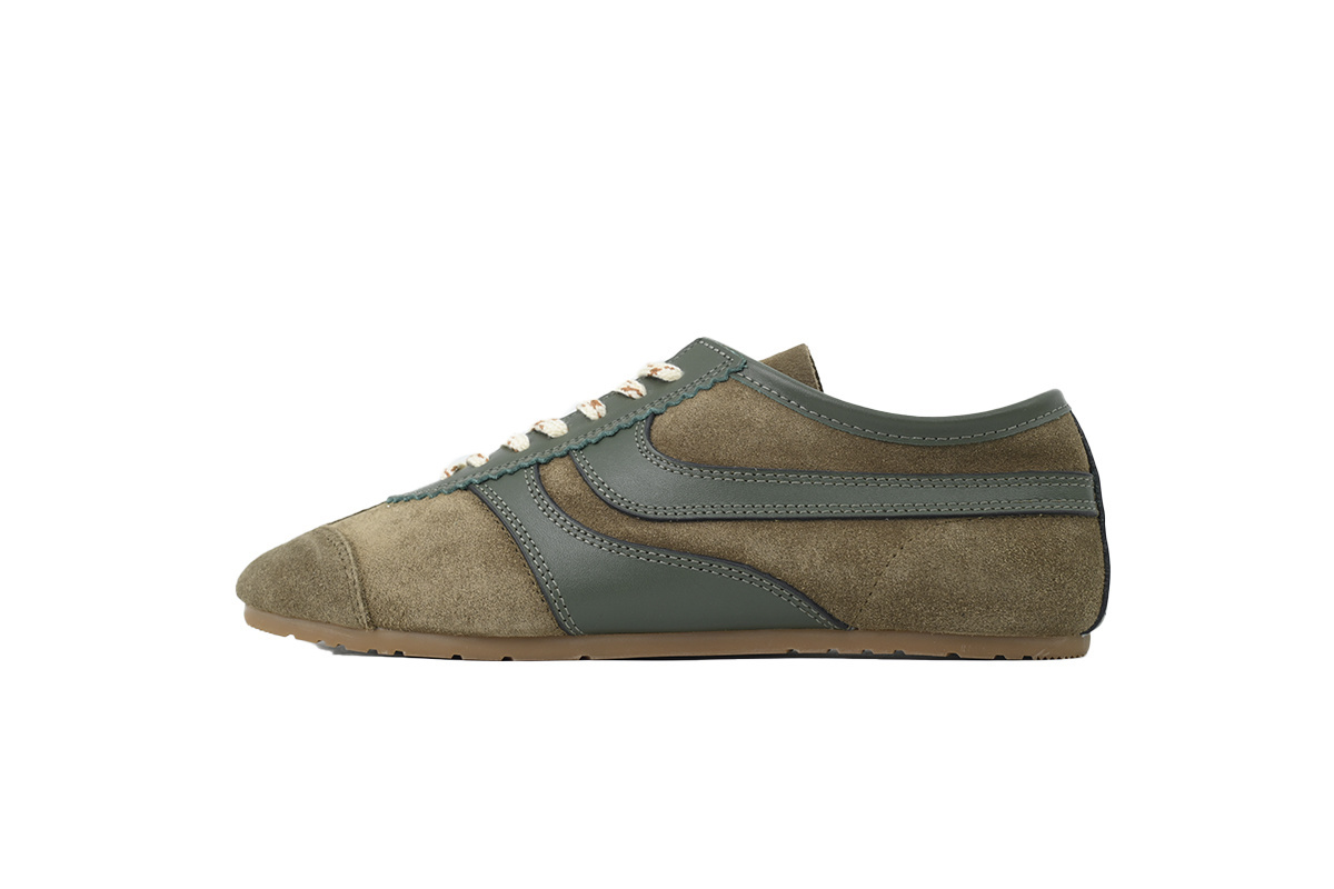 PK God Batch Dries Van Noten Suede Sneakers Curling Green Brown