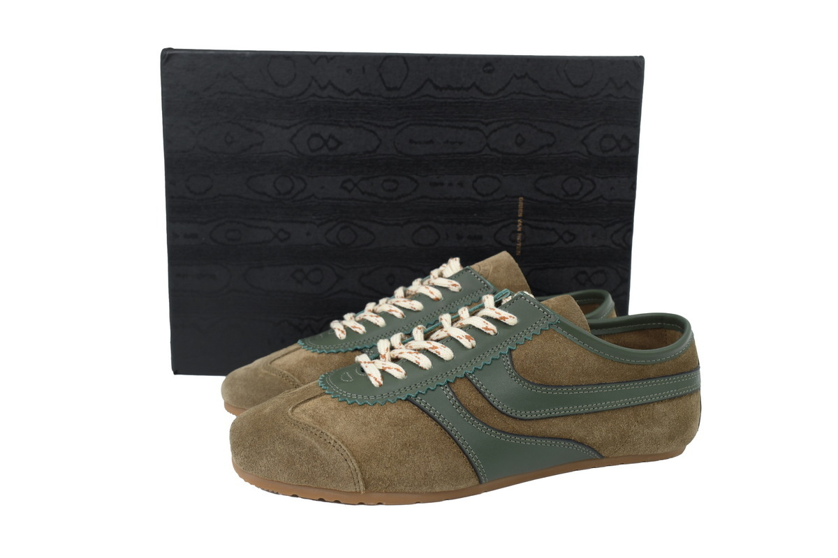 PK God Batch Dries Van Noten Suede Sneakers Curling Green Brown