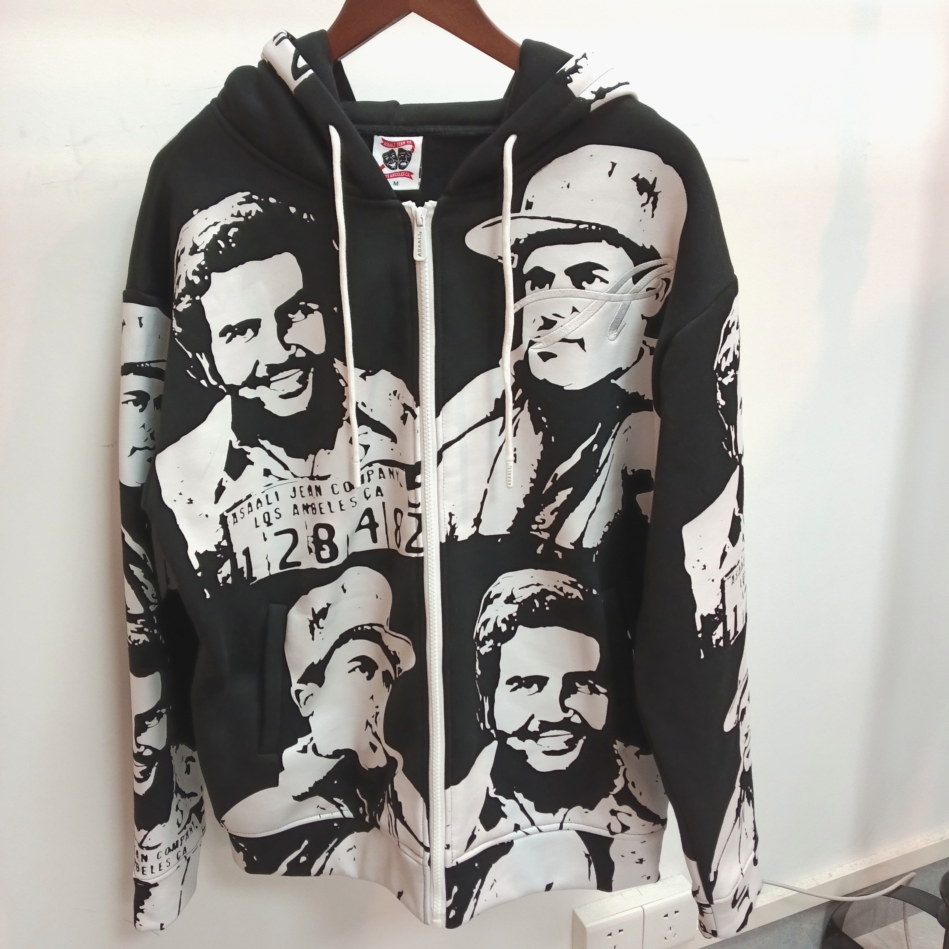 Asaali Hoodie Black With White Patterns EG CSH16