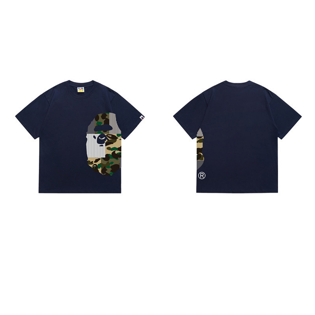Bape T-Shirt Black/White/Gray/Khaki/Navy Blue EG 1314