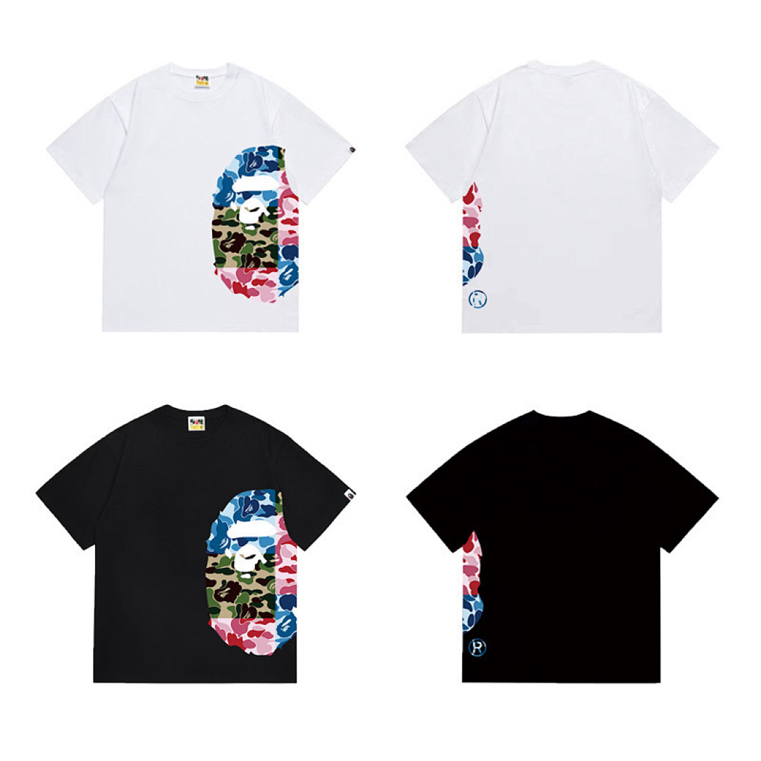 Bape T-Shirt Black/White/Gray/Khaki/Navy Blue EG 1315