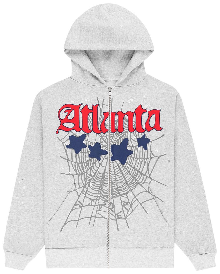 Sp5der Atlanta Full Zip Hoodie Heather Grey EG 980