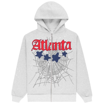 Sp5der Atlanta Full Zip Hoodie Heather Grey EG 980 01