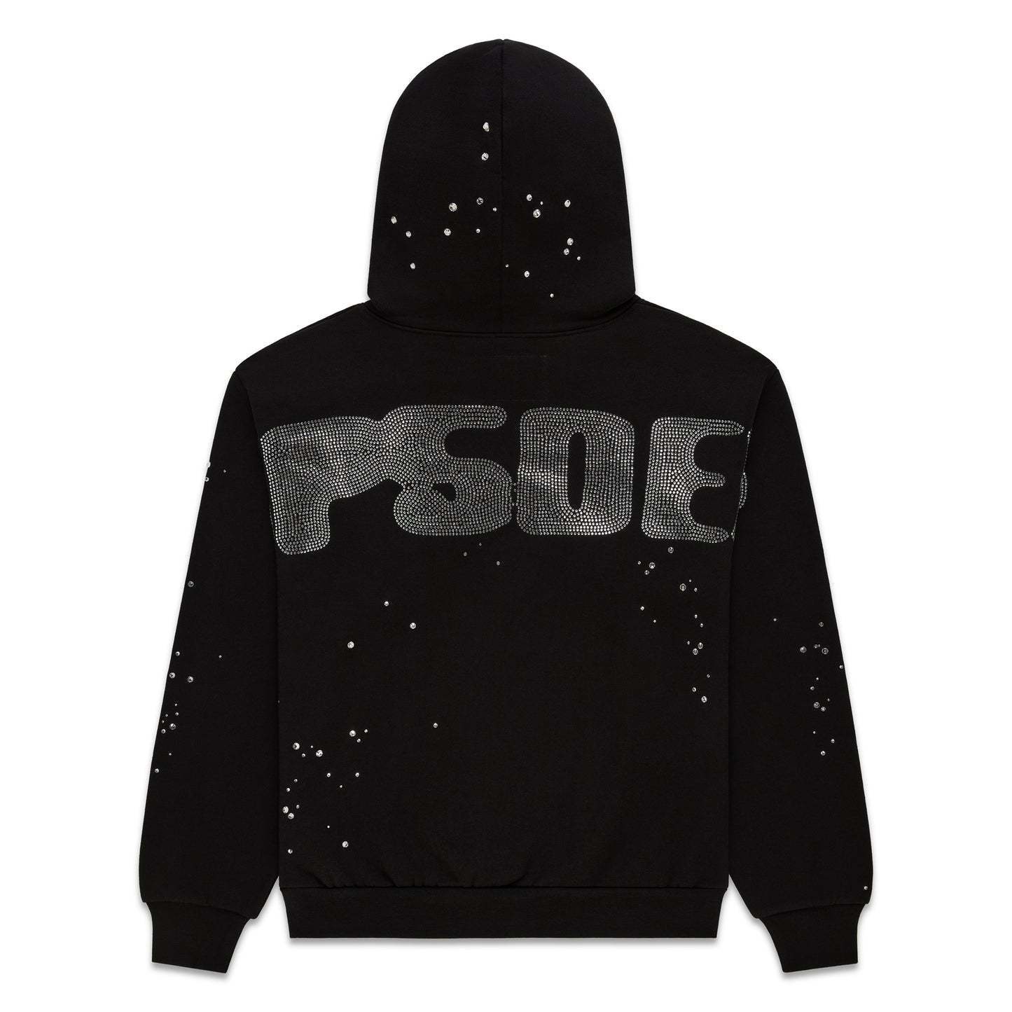 Sp5der Rhinestone Silk Hoodie Black EG 982