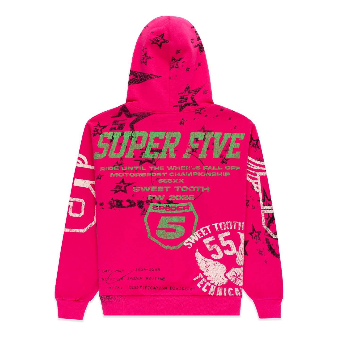 Sp5der Stencil Hoodie Pink EG 976
